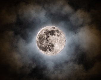 Enchanting Snow Moon Photo Print, High-Quality Celestial Wall Art, Perfect Gift for Space Lovers