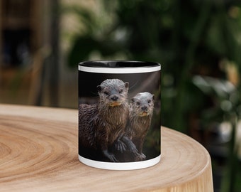 Animal Coffee Ceramic Cup - Charming Otters Photo Print Mug for Hot Beverages, Perfect Gift for Wildlife Lovers