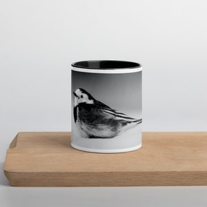Animal Coffee Cup - Zwart-witte kwikstaartfoto, 11oz keramische mok, perfect voor vogelliefhebbers, uniek cadeau-idee voor dieren in het wild