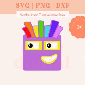 Cijferblokken svg | Nummerblok #7 digitale bestanden | SVG PNG DXF | Directe download