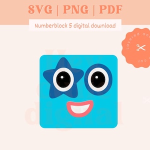 Cijferblokken svg | Cijferblok #5 digitale bestanden | SVG PNG DXF | Directe download