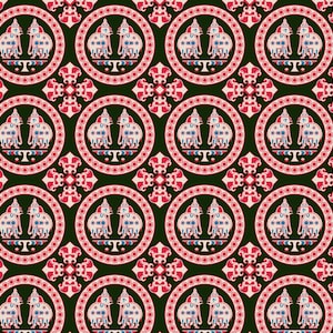Late Antique Persian Sassanian / Sasanian / Sassanid Style Elephant Roundel Silk Twill 1m (52&quot; x 39&quot;) Fabric