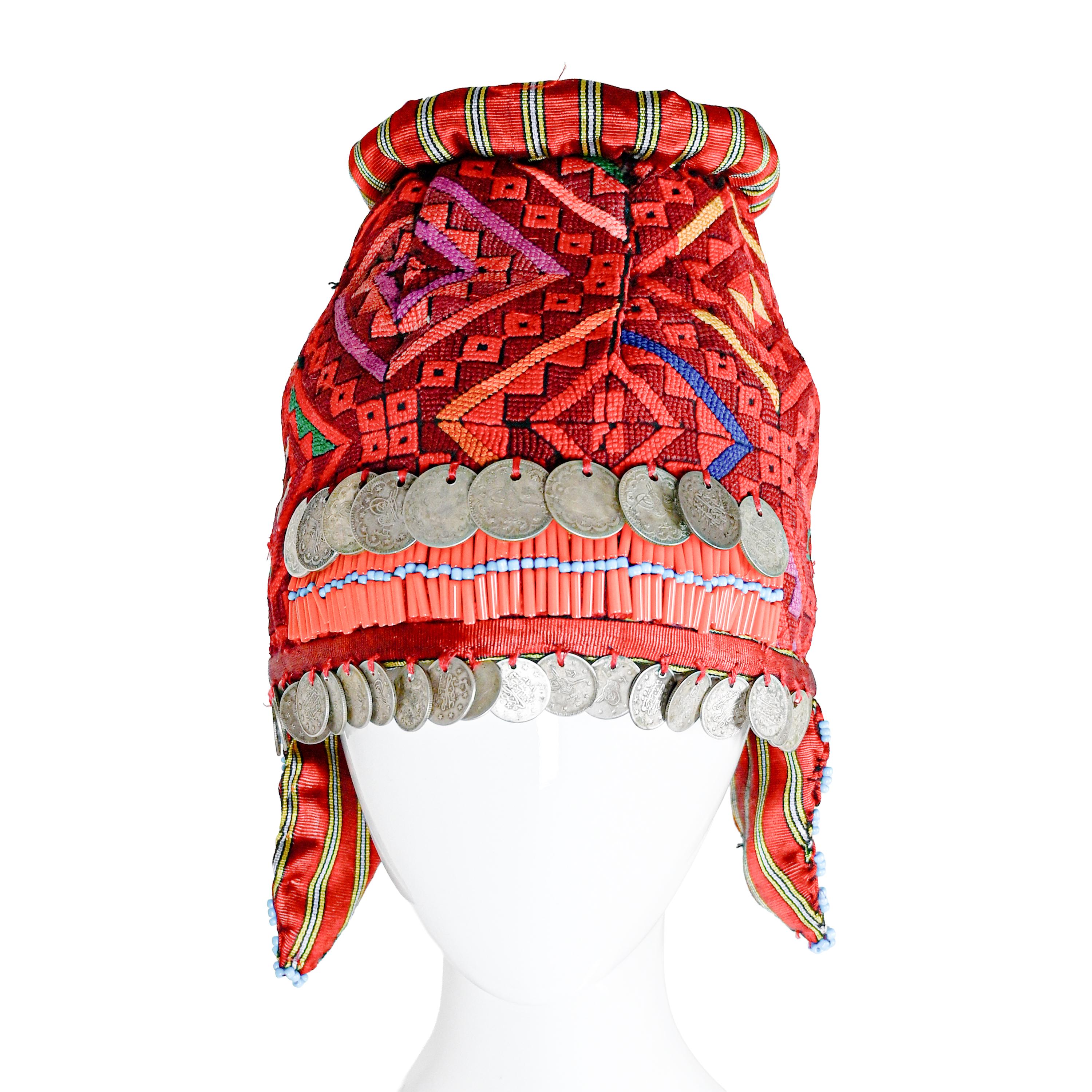 Embellished Beaded Coin Headpiece - Black, Pink, Red & Olive Palestinian Wakaa Golden Elegance: Styling Coin Headbands and Traditional  main image 2
