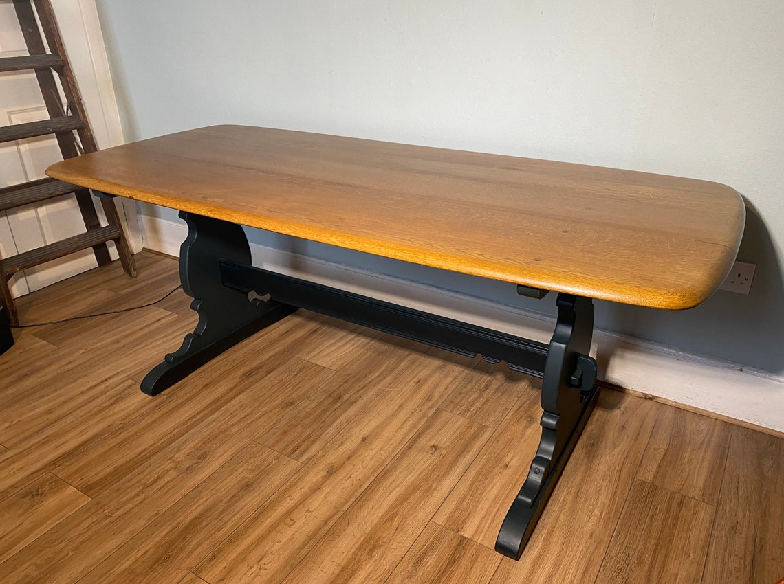 SOLD** Vintage Refinished Ercol Refectory Table / Elm Dining Table / Mid Century/ Kitchen Table ...