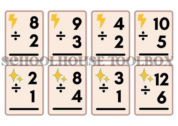 Basic Division Facts Printable Flashcards SVG File - Etsy