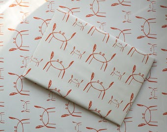 THREE SHEETS: Crab Factory - Luxury Gift Wrap. Designed and printed in the UK.