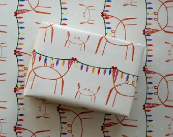 THREE SHEETS: Christmas Crab Factory - Luxury Gift Wrap. Designed and printed in the UK.
