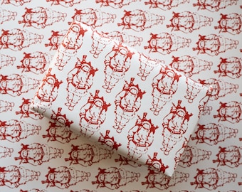 THREE SHEETS: Backpack Santa - Luxury Gift Wrap. Designed and printed in the UK.