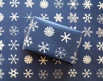 THREE SHEETS: Snowflake Almanac - Luxury Gift Wrap. Designed and printed in the UK.