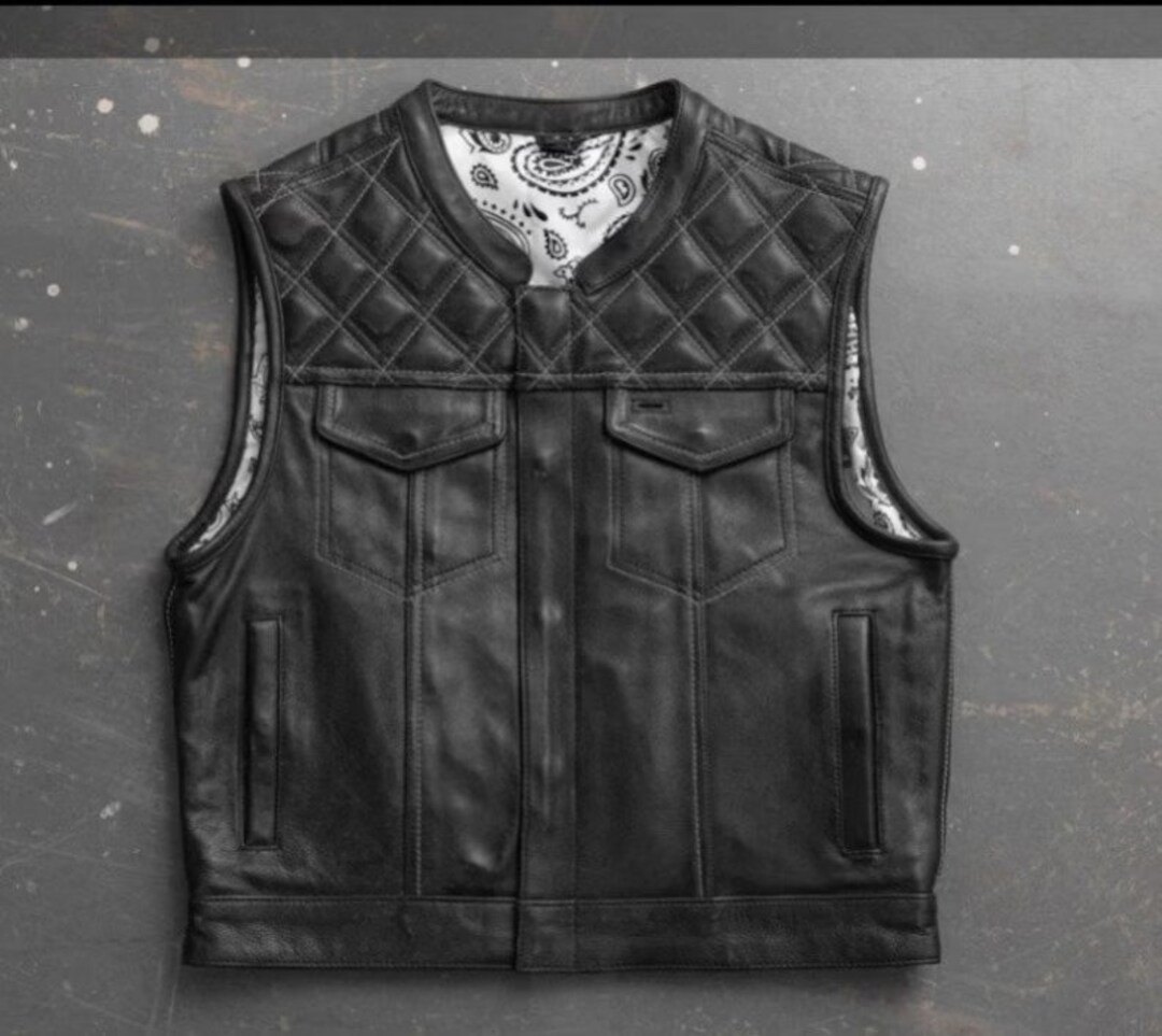 Leather Vest Black Leather Vest Denim Vest Leather Men Vest Etsy