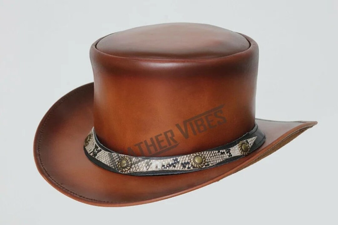 Top Hatsmokey Shaded Pale Rider Smokey Shaded Leather Hat,leather Top
