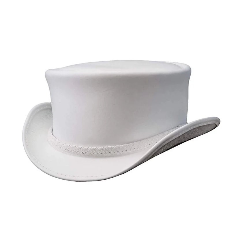Ghost Rider White Top Hat Top Hat Leather Hat Leather Top Hat Gothic