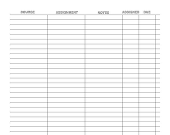 Minimal Printable Assignment Tracker