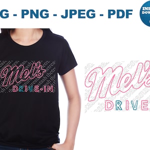 HHN Mel&#39;s Die In SVG PNG Jpg Pdf, Digital Download, Halloween Horror, Mel&#39;s Die In Haunted House, Cricut, Silhouette, Halloween Cut File