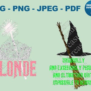 Colocataires blondes inhabituelle étrange impossible Elphie sorcière balai chapeau Glinda couronne baguette SVG méchant PNG Broadway JPEG comédie musicale pdf film Shiz