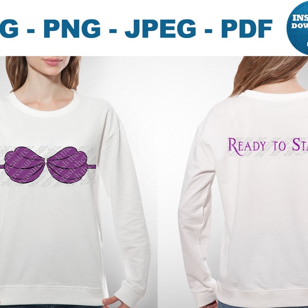 Ready to Stand Mermaid Shell Bra SVG PNG JPEG pdf, Cricut Cut File, Silhouette, Ariel, Mermaid, Shells Shirt Design, Hipster, Costume