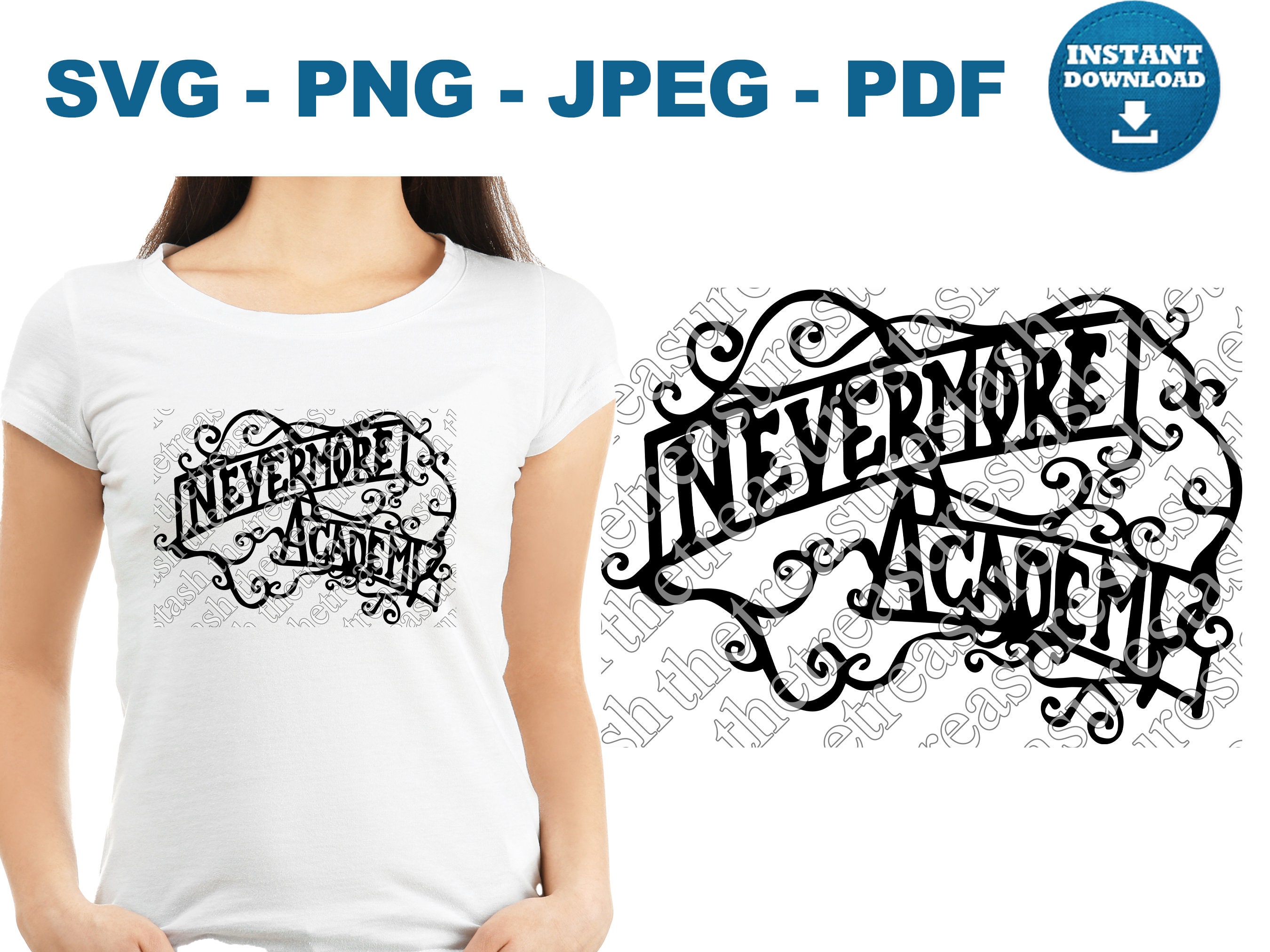 Nevermore Academy Gate Sign WEDNESDAY Addams SVG PNG Jpeg Pdf Wednesday