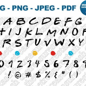 Fuente de amistad SVG PNG JPEG pdf, Archivo de corte Cricut amigable, Silueta de letras y símbolos divertidos, pegatinas, Hierro sobre vinilo, Rizado, Lindo, Ortografía