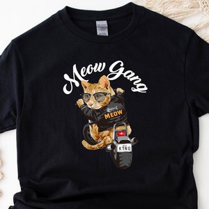 Cat Shirt Mens Tee Cat Lover Gift Biker Tshirt Gang Shirt Meow T-shirt Funny Cat Shirt Motorcycle Tee Cat Owner Gifts Cat Mama Tshirts Cool