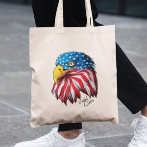 Portrait of A Bald Eagle Canvas Tote Bag, Lightweight Medium Reusable  Grocery Shopping Cloth Bags, Suitable for Gift Activity
