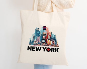 New York Tote Bag, Nyc Totes, NY Tote Bag, New York City Travel Gift for Her, New Yorker Gifts, Times Square Tote Bag, USA Tote, NY Lover