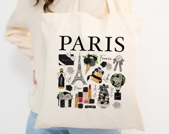 Paris Tote Bag, France Totes, Paris Travel to France Gifts, Eiffel Tower Tote Bag, French Gift for Women, Cute Tote Bag, Fashion Lover Gifts