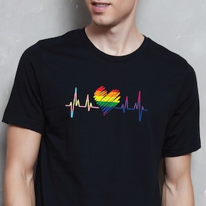 PRIDE Shirt, LGBTQ Tee, Gay Shirt, Heart Beat, Lesbian Gift, Transgender Shirt, Equality, Pride Month Shirt, Rainbow Tee, Gay Couple Gifts
