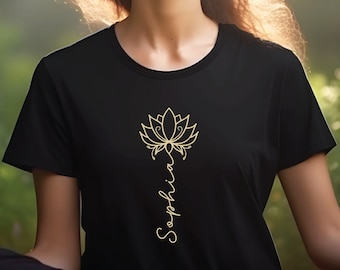 Camiseta personalizada com estampa de lótus, camiseta Namastê, camiseta espiritual, camiseta de ioga, camiseta floral, camiseta boho, presente para mulheres que praticam meditação, presente para amantes de ioga.