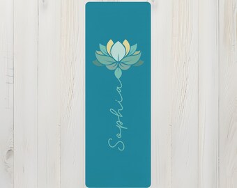 Customized Yoga Mat Lotus Yoga Mat Custom Name Yoga Mat Personalized Gift Fitness Mat Gym Gifts Women | Non-Slip, Comfort, Extra Stability