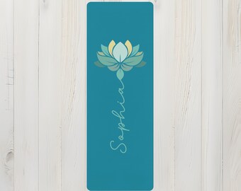 Customized Yoga Mat Lotus Yoga Mat Custom Name Yoga Mat Personalized Gift Fitness Mat Gym Gifts Women | Non-Slip, Comfort, Extra Stability