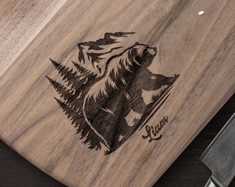 Bear Cutting Board, Custom Chopping Board, Customized Cheese Board, Canada Gifts, Kitchen Decor, Christmas Gift Dad, Personalized Gift Men