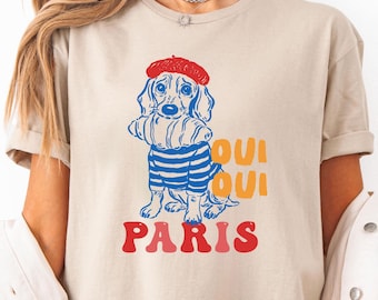 Paris Shirt: Oui French Graphic Tee - Eiffel Tower Print