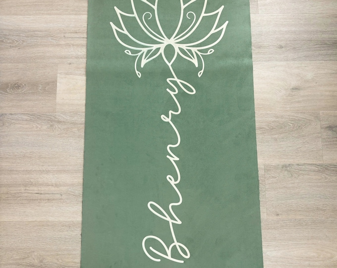 Personalized Yoga Mat for Women, Custom Name Suede Yoga Mat, Non Slip Pilates Mat, Lotus Fitness Gift for Her