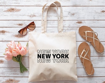 Reusable Canvas Graphic Tote Bags, New York Print, NYC Travel Gift Idea for Her, Eco Friendly Market Shoulder Bag Women, NY City, New Yorker