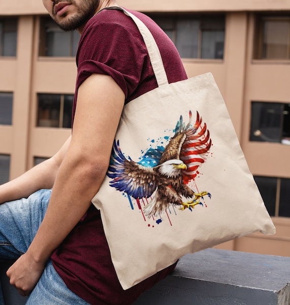 American Eagle Tote Bag USA Totes 4th of July Tote Bag Independence Day Gift USA Lover Eagle Totes America Tote Bag Freedom USA Gifts Travel Etsy