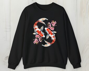 Camiseta de pez koi: sudadera japonesa - Diseño de flor de cerezo Sakura