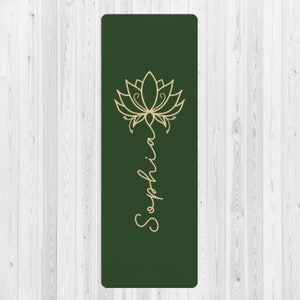 Personalized Yoga Mat Lotus Yoga Mat Custom Name Yoga Mat Customized Gift Fitness Mat Gym Gifts Women | Non-Slip, Comfort, Extra Stability