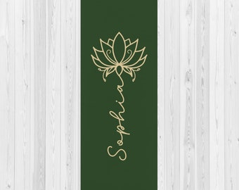 Personalized Yoga Mat Lotus Yoga Mat Custom Name Yoga Mat Customized Gift Fitness Mat Gym Gifts Women | Non-Slip, Comfort, Extra Stability