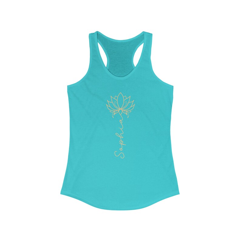 Personalized Yoga Tank Top, Lotus Yoga Tank, Customized Tank Top, Name Gym Shirt, Racerback Tank Workout, Yoga Lover Gift, Flower Tank Top