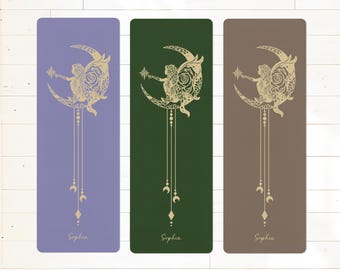 Personalized Yoga Mat Moon Fairytale Suede Yoga Mat Custom Name Yoga Mat Customized Gift Fitness Gym | Non-Slip, Comfort, Extra Stability