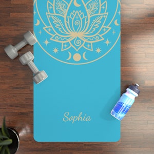 Personalized Yoga Mat Lotus Yoga Mat Custom Rubber Yoga Mat Customized Gift Name Fitness Mat Gift Custom Yoga Gifts Personalized Women Gift