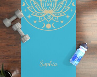 Personalized Yoga Mat Lotus Yoga Mat Custom Rubber Yoga Mat Customized Gift Name Fitness Mat Gift Custom Yoga Gifts Personalized Women Gift