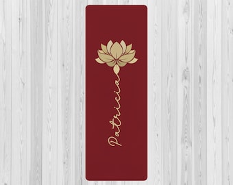 Personalized Yoga Mat Lotus Yoga Mat Custom Name Yoga Mat Customized Gift Fitness Mat Gym Gifts Women | Non-Slip, Comfort, Extra Stability