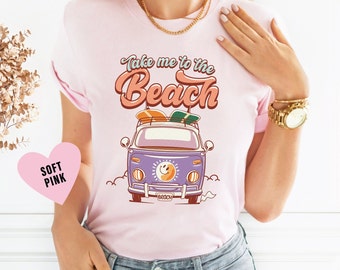 Strand Shirt, Bring mich zum Strand Tshirt, Retro Style T-Shirts, Sommerurlaub T-Shirt, lustige Strand Party Vibes, Vintage Car Print, Surfer Geschenke