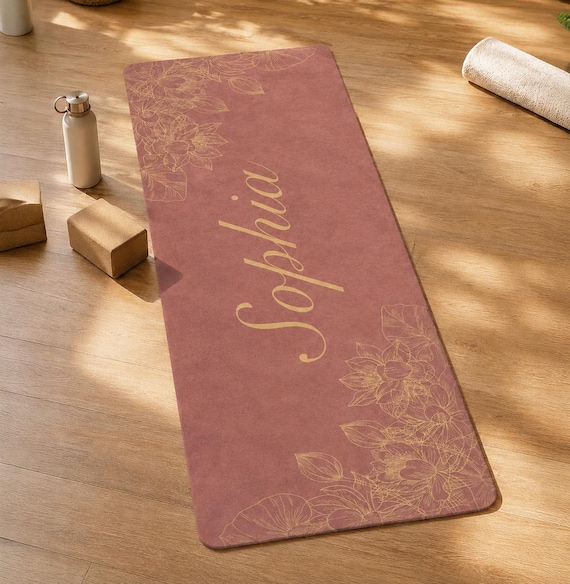 Personalized Yoga Mat for Women, Custom Name Suede Yoga Mat, Non Slip Pilates Mat, Lotus Fitness Gift for Her