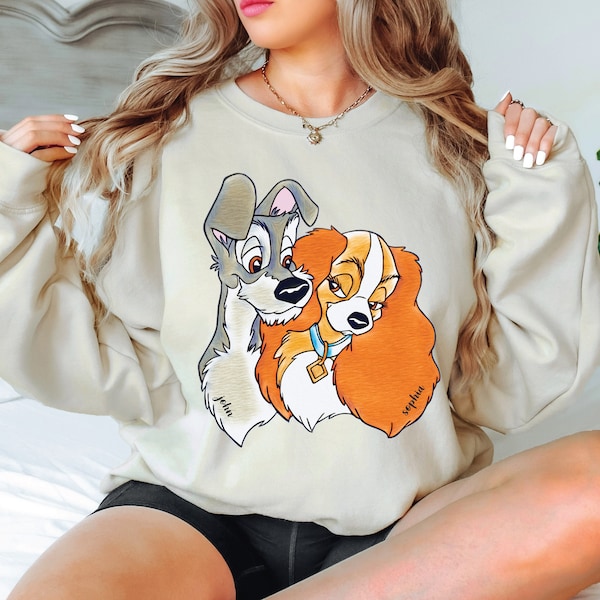 Lady and the Tramp Shirt Lady Tramp Sweatshirt Disney Lovers Gift Couple Custom Sweatshirt Personalized Gifts Women Shirt Customized Sweater