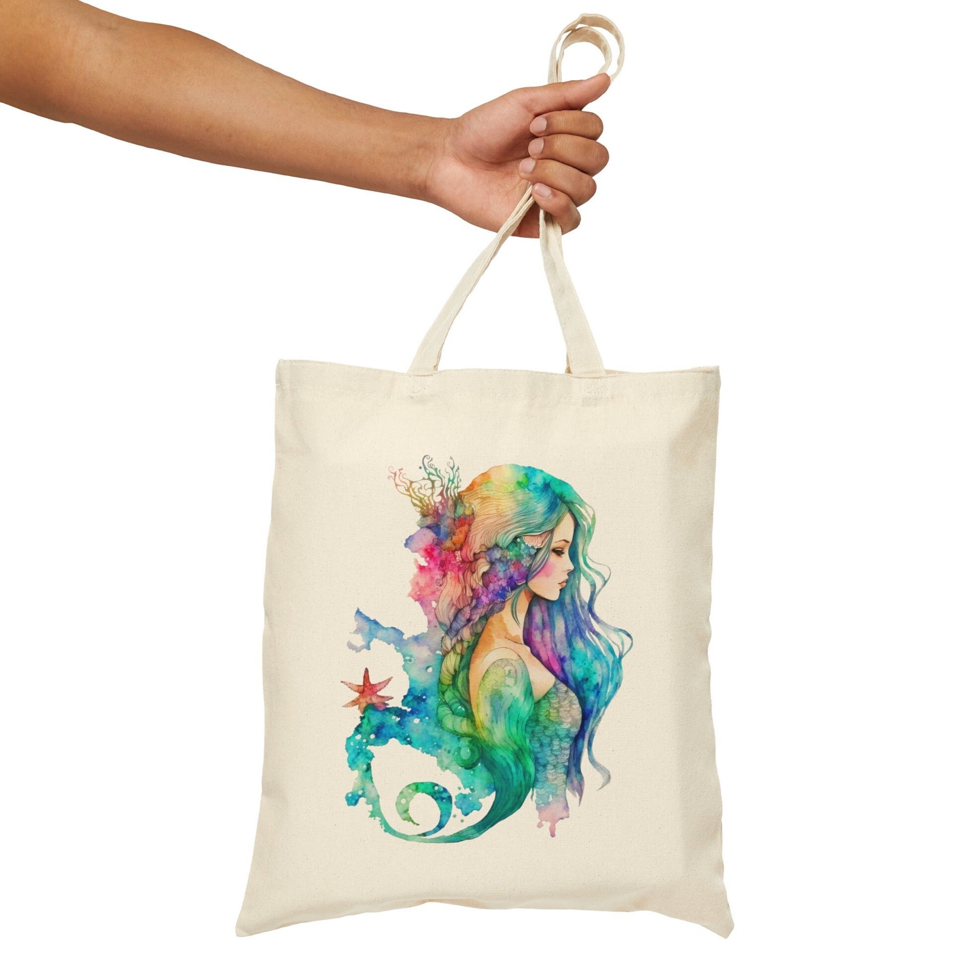 Mermaid Pastel Pattern Print Leather Tote Bag main image 1