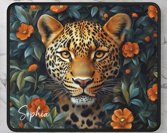 Personalized Cheetah Desk Mat, Custom Mouse Pad, Leopard Print Desk Mat, Extended Gaming Mouse Pad, Office Desk Decor, Animal Print Gift