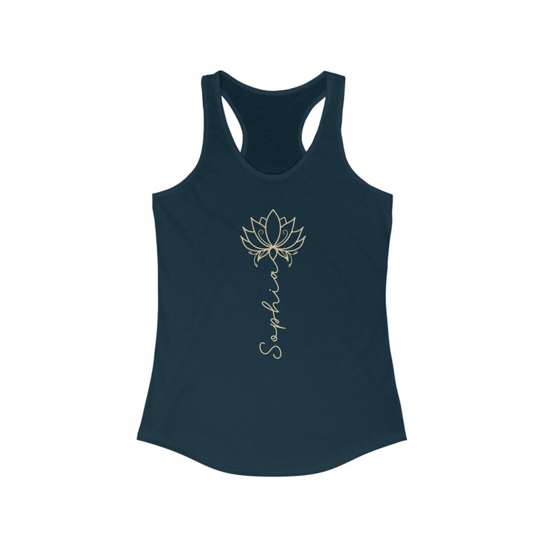 Personalized Yoga Tank Top, Lotus Yoga Tank, Customized Tank Top, Name Gym Shirt, Racerback Tank Workout, Yoga Lover Gift, Flower Tank Top