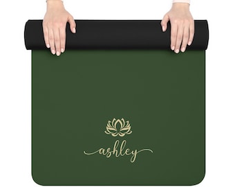 Personalized Yoga Mat for Women, Custom Name Suede Yoga Mat, Non Slip Pilates Mat, Lotus Fitness Gift for Her